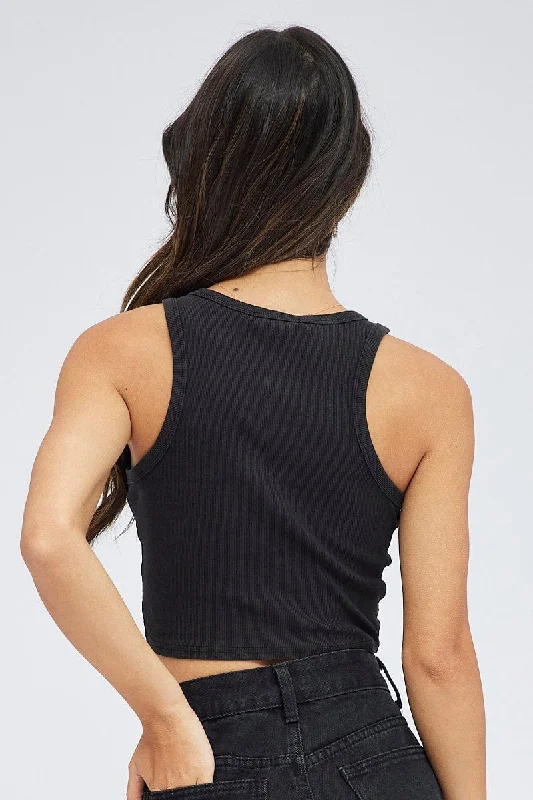 Black Graphic Tank Sleeveless