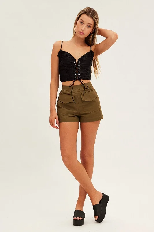 Black Lace Up Corp Top