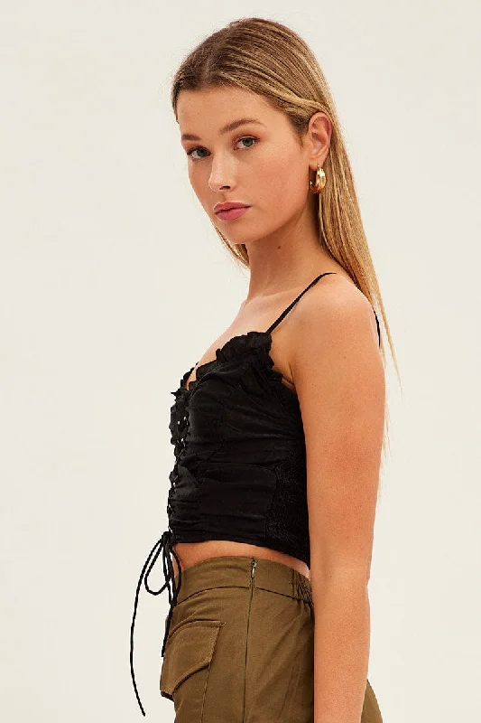 Black Lace Up Corp Top