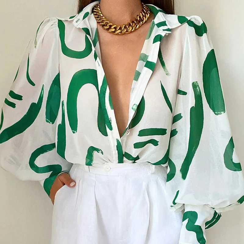 Fashion Lapel Single-breasted Loose Blouse