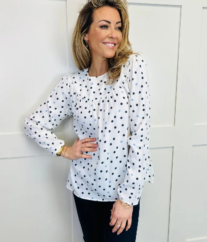 Ivory Spot Long Sleeve Top Size 20