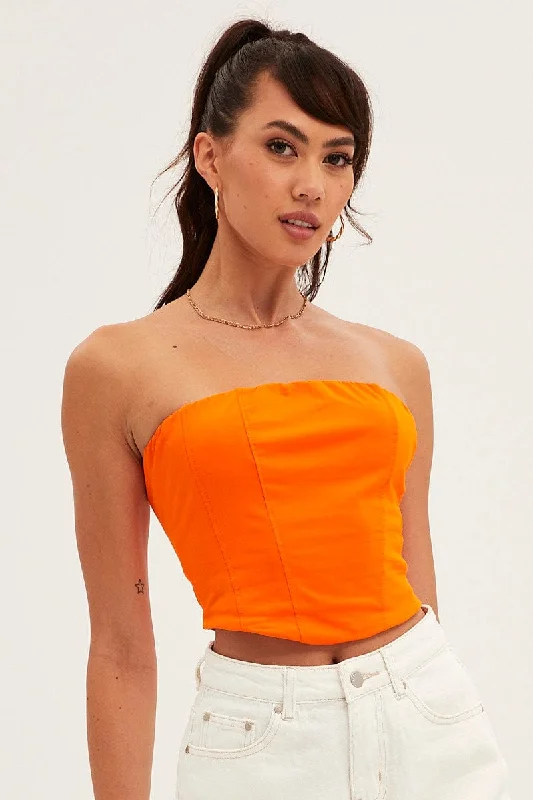 Orange Corset Bandeau Crop Top