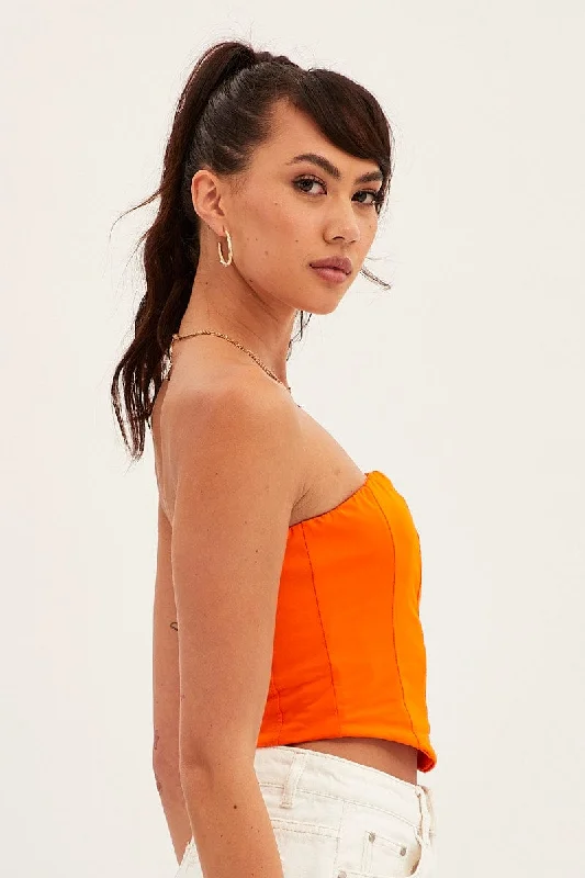 Orange Corset Bandeau Crop Top