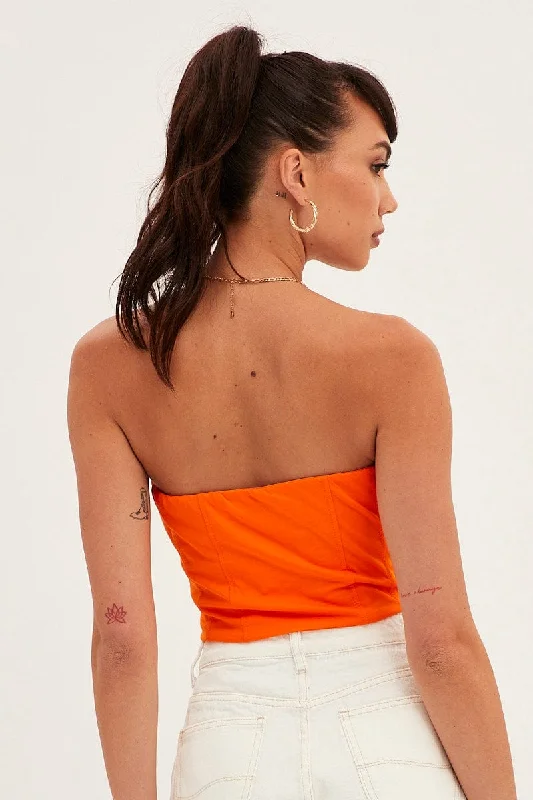 Orange Corset Bandeau Crop Top