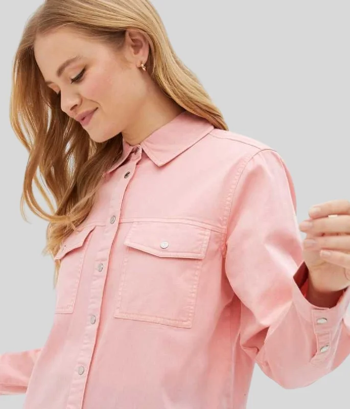 Pink Relaxed Denim Shirt