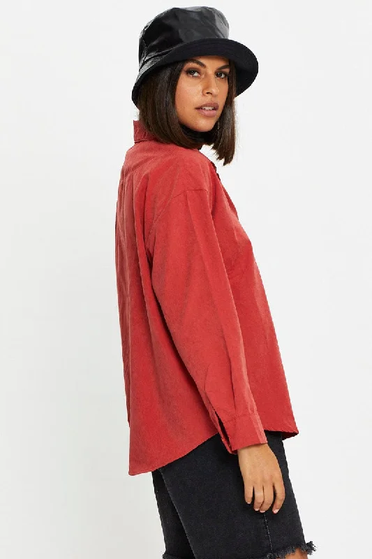 Red Roll Neck With Cord Shirt