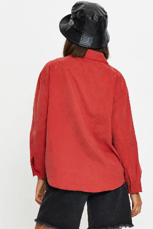 Red Roll Neck With Cord Shirt