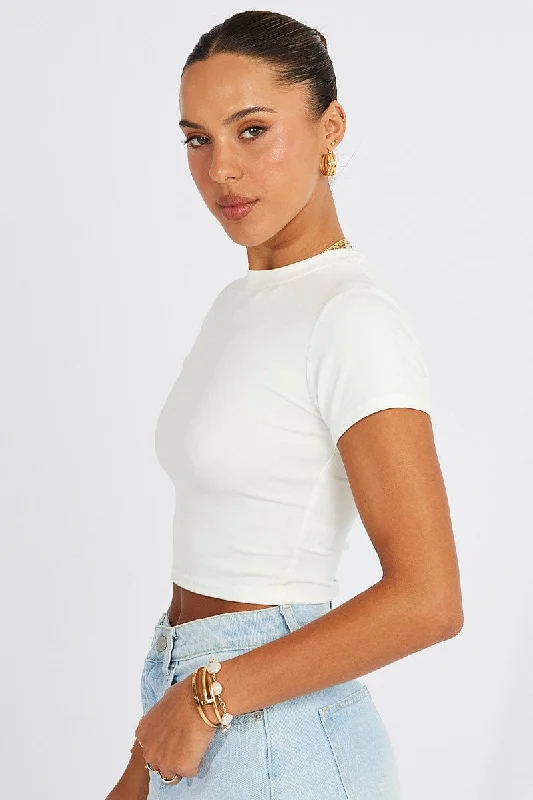 White T Shirt Short Sleeve Crew Neck