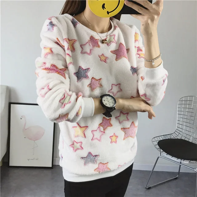 2017 New Women Cute Print Hoodies Spring Autumn Long Sleeve Casual Sweatshirts Moleton Feminine Oversize