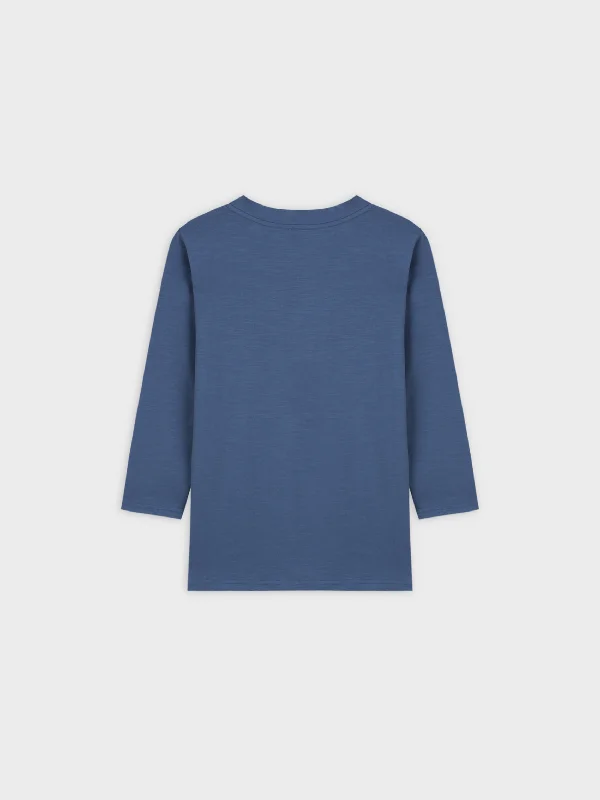 4 BUTTON HENLEY TEE-BLUE