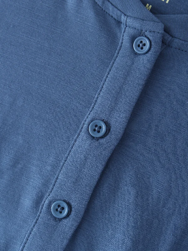 4 BUTTON HENLEY TEE-BLUE