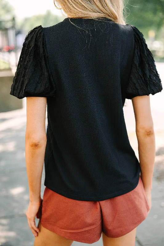 Always On My Mind Black Puff Sleeve Blouse