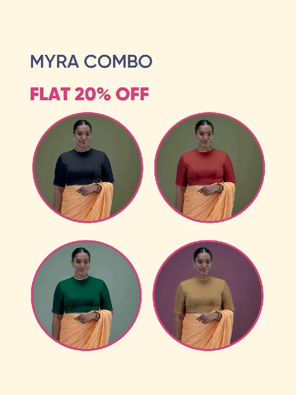 Myra x Rozaana | Backless Saree Blouse w/ FlexiFit™ Bestseller Combo @ Flat 20% OFF