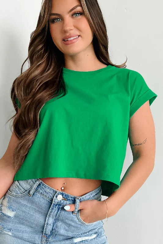 Bethany Oversized Crop Tee (Kelly Green)