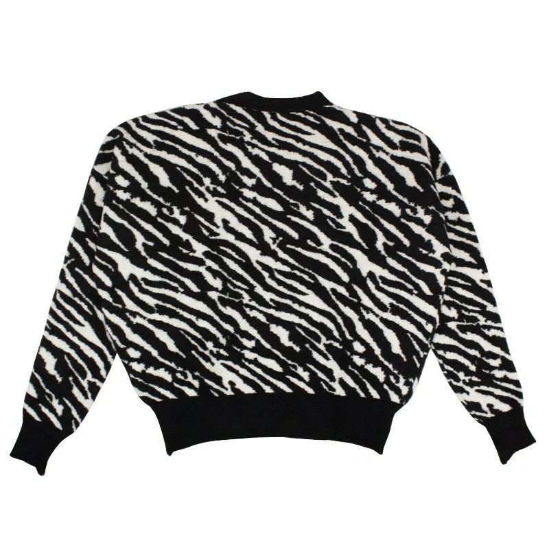 Black/White Wool Zebra Print Sweater