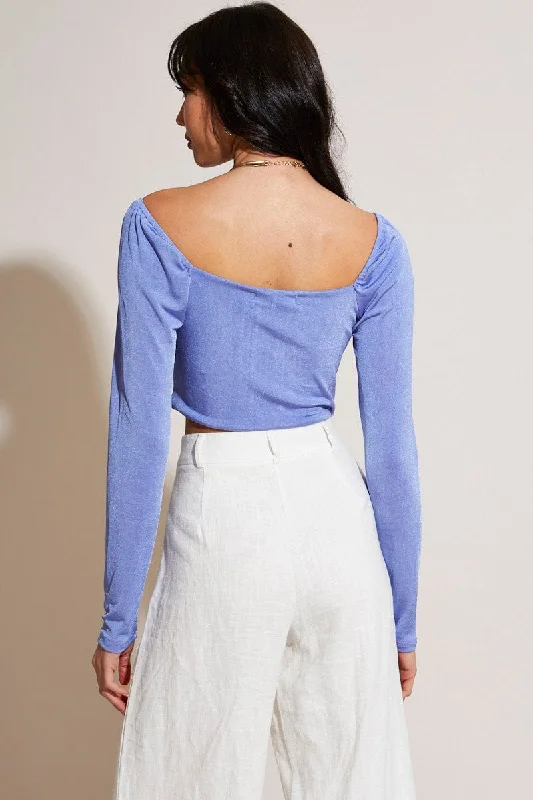 Blue Wrap Crop Top