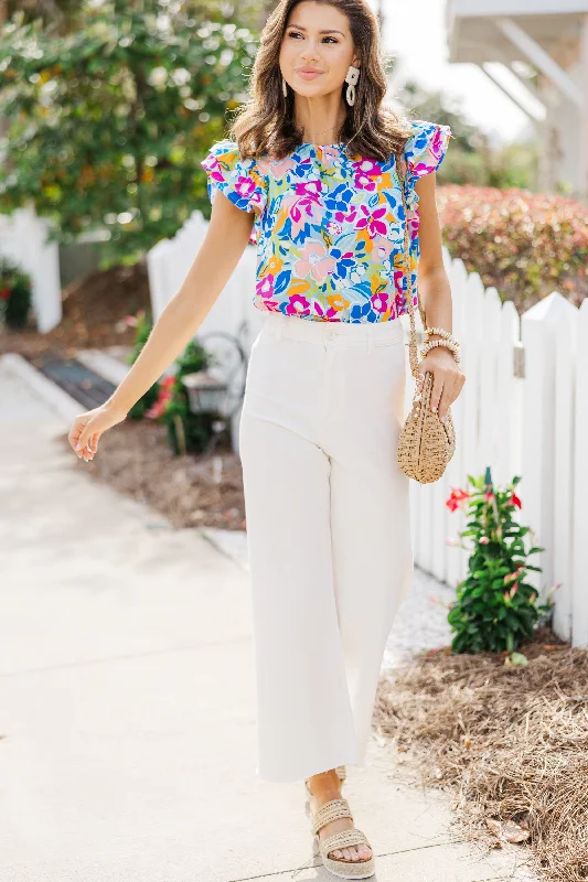 Check You Out Blue Floral Blouse