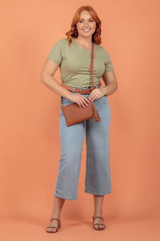 Final Sale Sass Chloe Basic Tee Sage Green