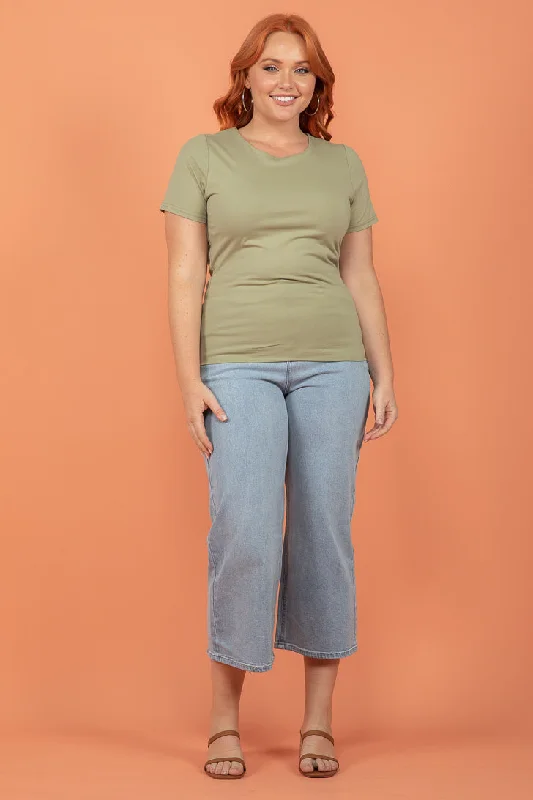 Final Sale Sass Chloe Basic Tee Sage Green