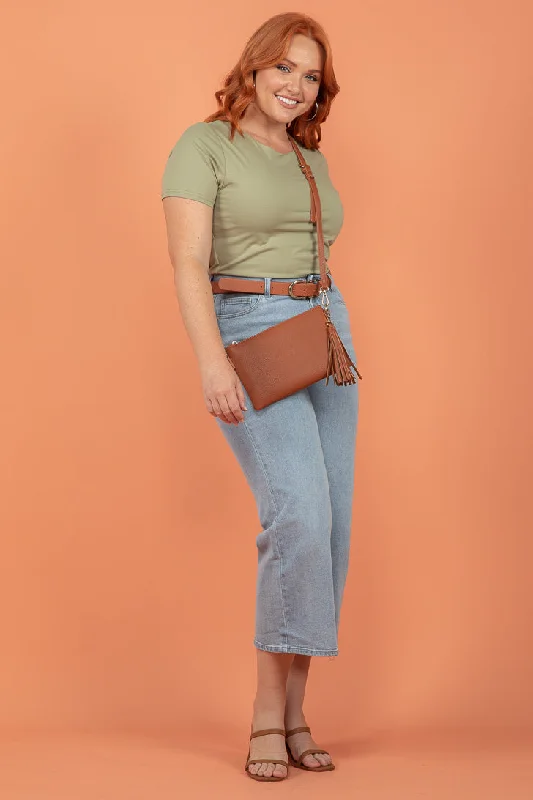 Final Sale Sass Chloe Basic Tee Sage Green