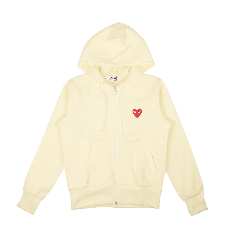 Comme Des Gar�ons Play Red Heart Zip Up Hoodie - Ivory