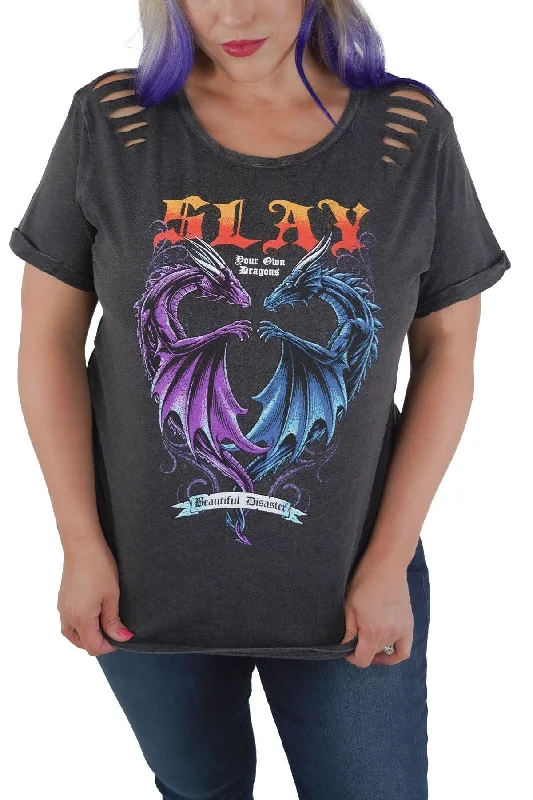 Slay Slashed Shoulder Tee