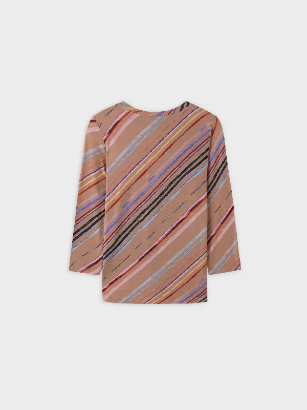 Diagonal Pattern Tee-Tan