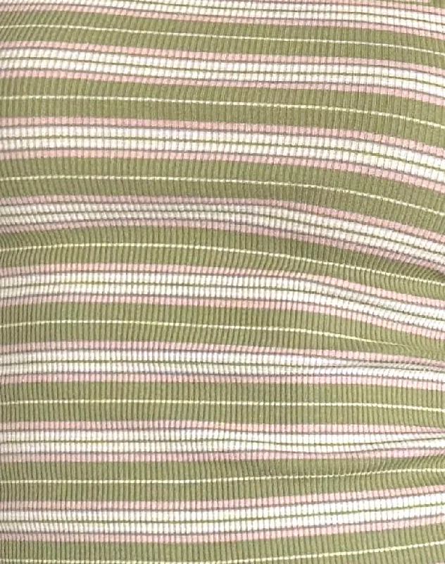 Dudley Vest Top in Green, Pink and White Stripe