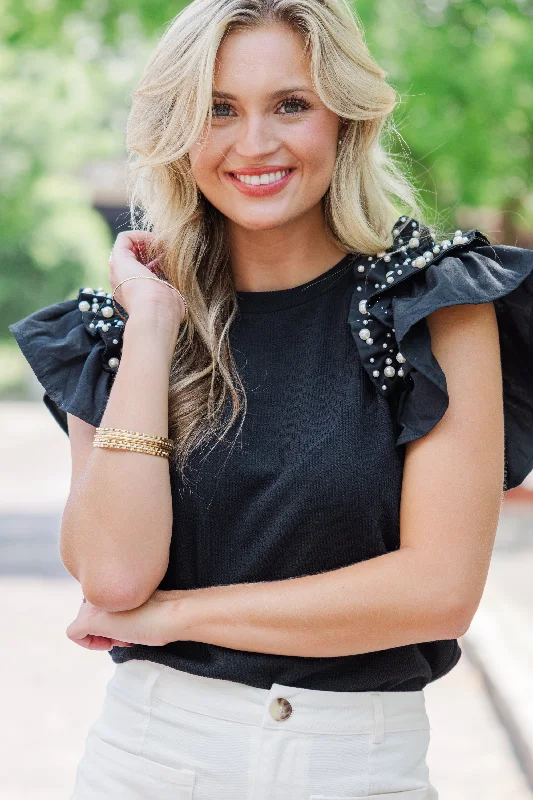 Everyday Dreaming Black Embellished Blouse