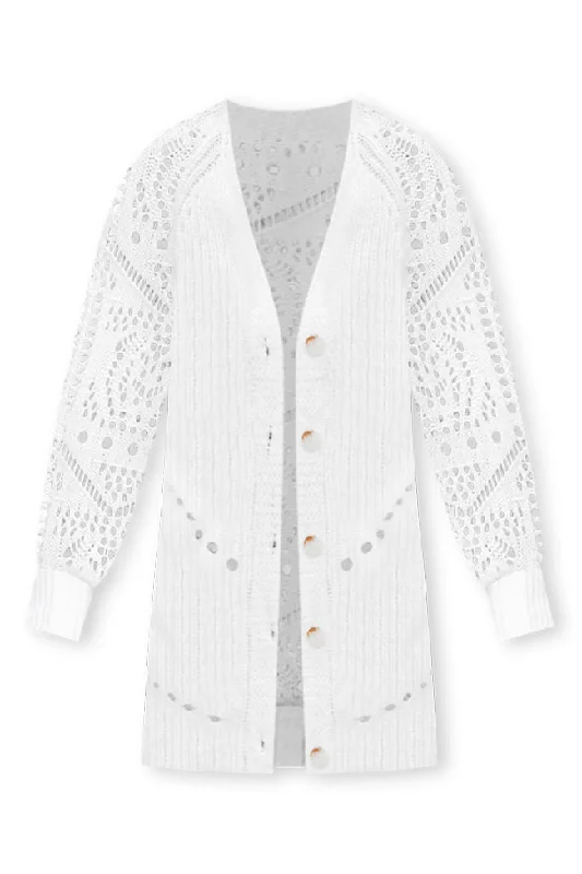 Feel Happiness Cream Crochet Cardigan