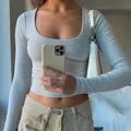 FashionSierra - O Neck Gray Crop Top