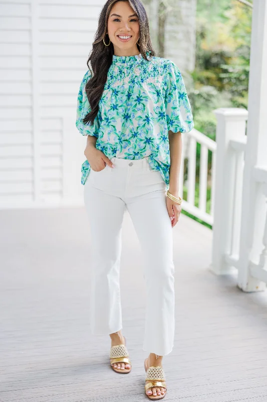 Go Your Way Green Floral Blouse