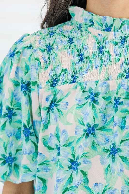 Go Your Way Green Floral Blouse