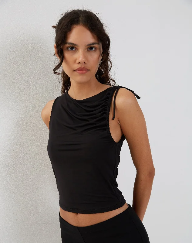 Hagne Vest Top in Black