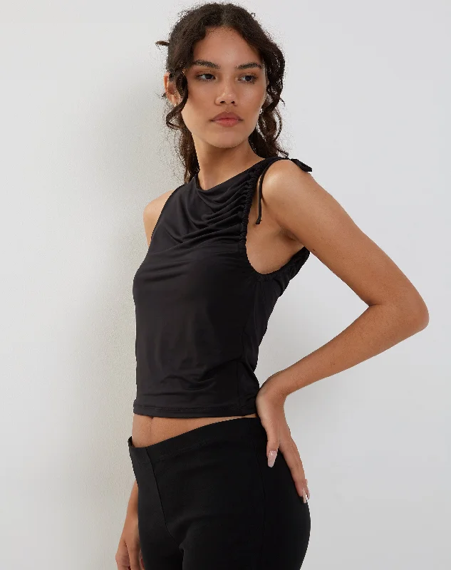 Hagne Vest Top in Black