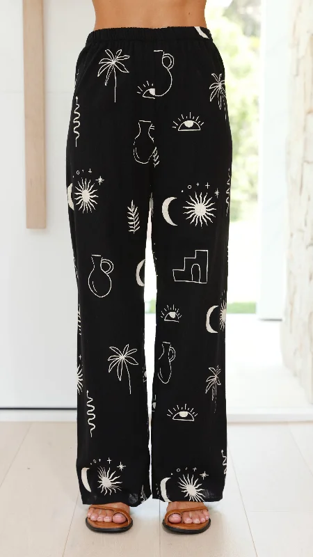 Harley Scarf Top and Pants Set - Black Sun Vase