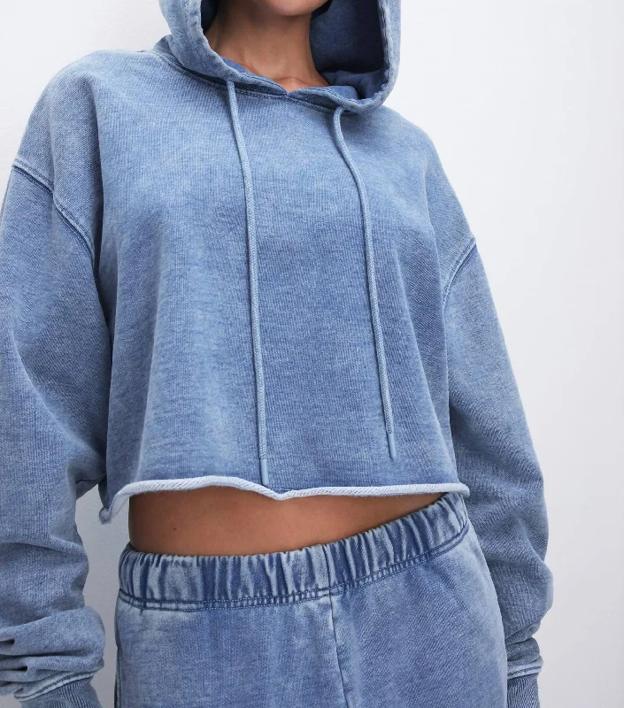 Jeanius Cropped Hoodie In Indigo