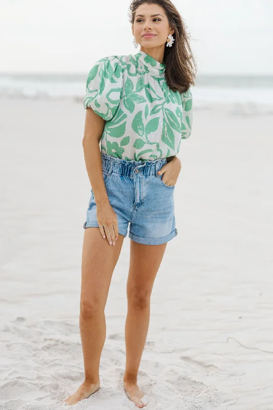 Keep Your Cool Green Floral Blouse