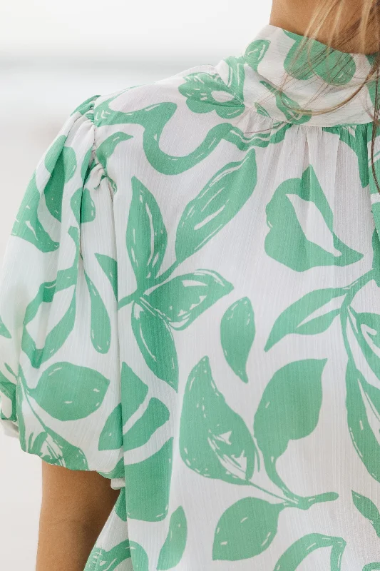 Keep Your Cool Green Floral Blouse