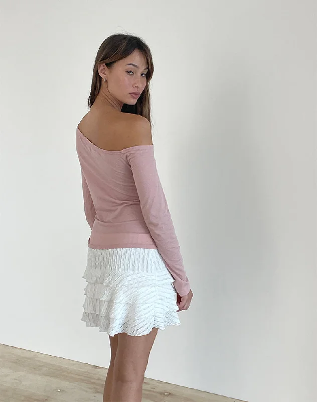 Ledez Asymmetrical Slouchy Top in Pink Lady Tissue