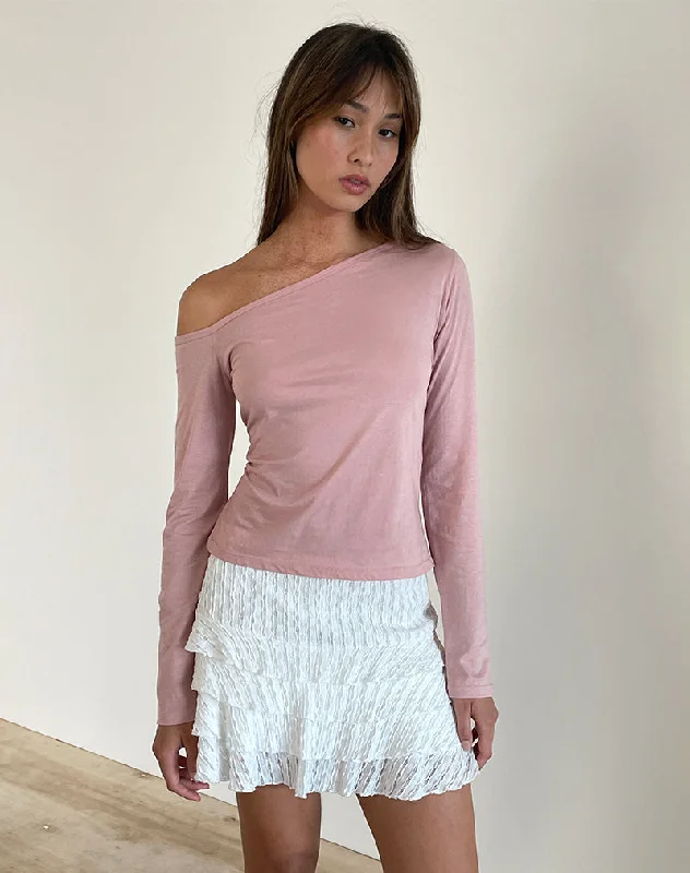 Ledez Asymmetrical Slouchy Top in Pink Lady Tissue