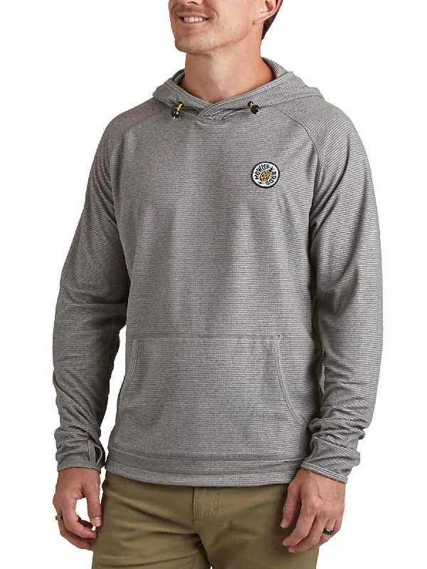 Palo Duro Grid Fleece Hoodie In Deep Grey Heather