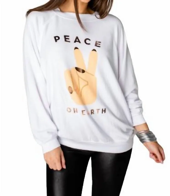 Peace On Earth Sweatshirt In White