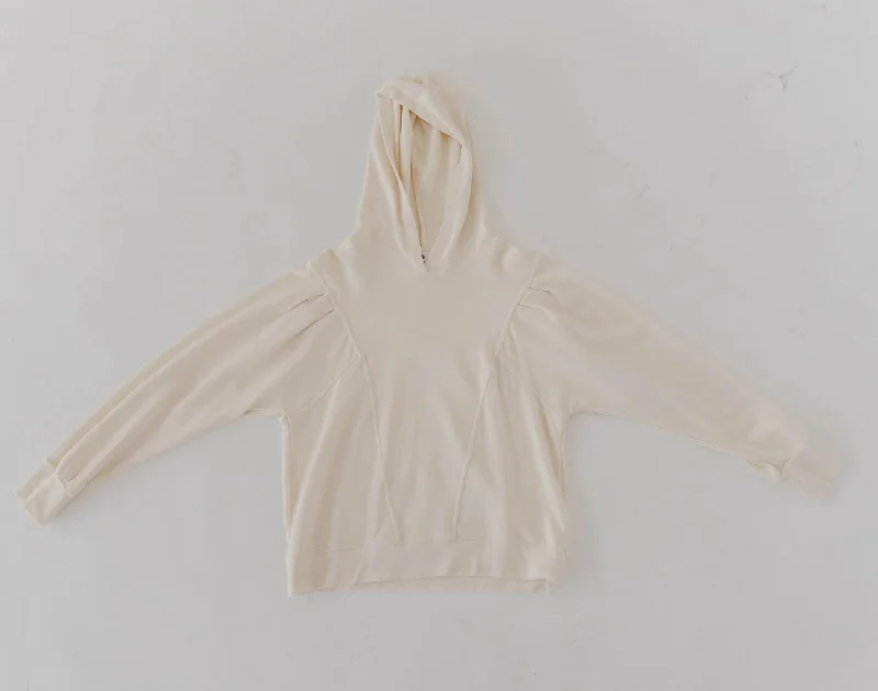 Pleated Hoodie In Eggshell