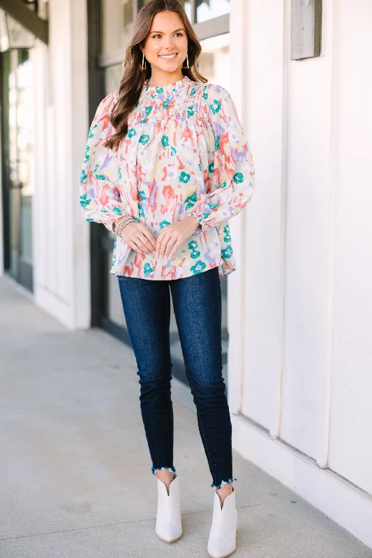 Raise Your Standards Gray Floral Blouse