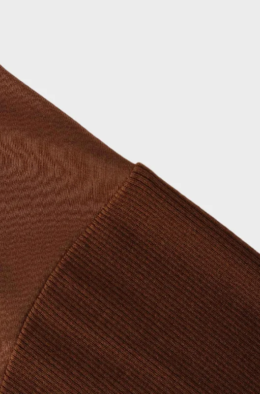 RIBBED BOTTOM T-SHIRT-MOCHA BROWN