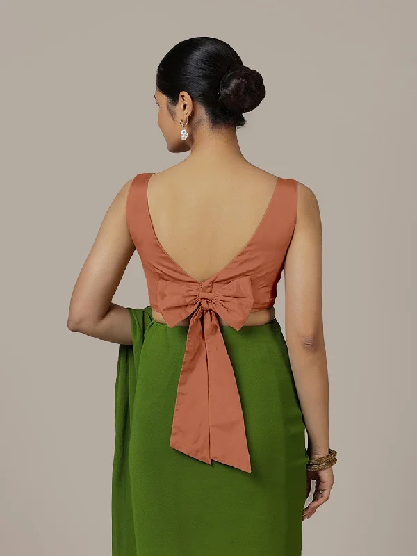 Sherry x Rozaana | Metallic Copper Saree Blouse w/ Back Bow and FlexiFit™