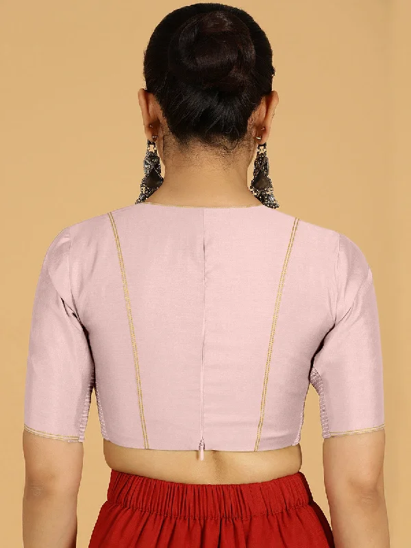 Erum x Rozaana | Elbow Sleeves Saree Blouse in Lilac