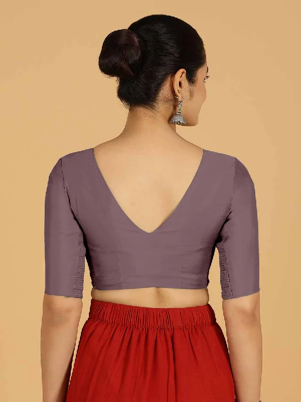 Shabana x Rozaana | Elbow Sleeves Saree Blouse in Purple Mauve