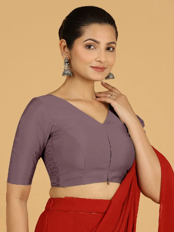 Shabana x Rozaana | Elbow Sleeves Saree Blouse in Purple Mauve